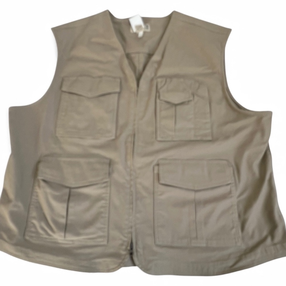 Duluth Trading Vest Size 2XL Utility Tactical Hunting Outdoor Tan Zip UP Cotton